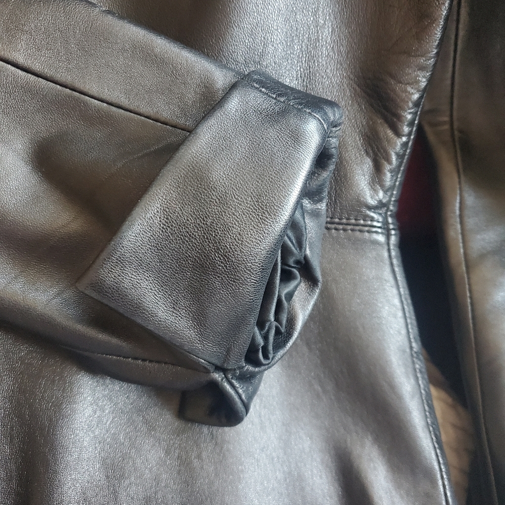 Bebe - Black Leather Three Button Closure Soft Le… - image 7